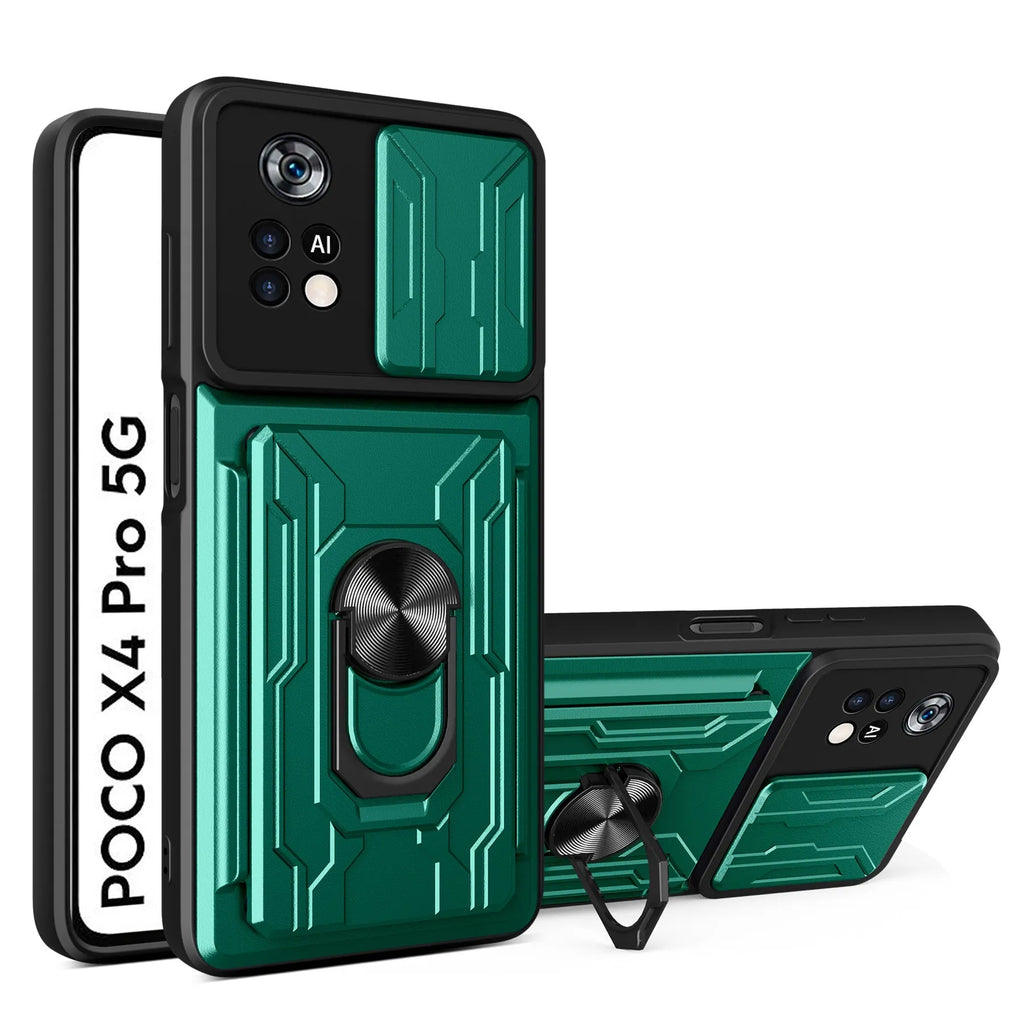 Xiaomi Redmi multi-function card phone case in royal blue, TPU PC slim back cover with card slot