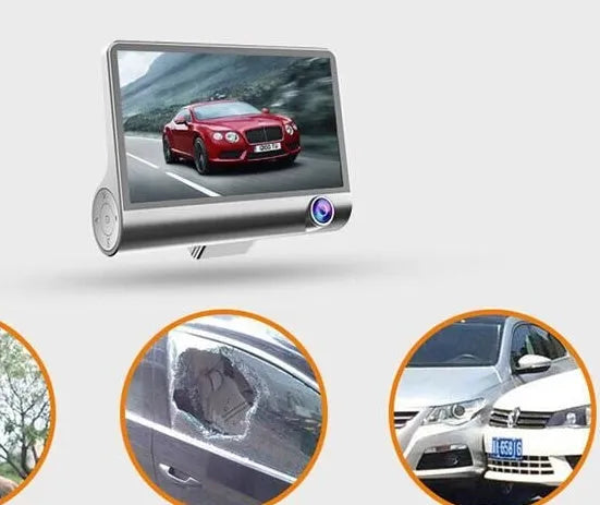 1080P three-record driving recorder with 4-inch screen and 170-degree wide-angle front camera