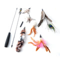 Cat pole toy with five feather replacement heads and 85cm combined length for interactive play