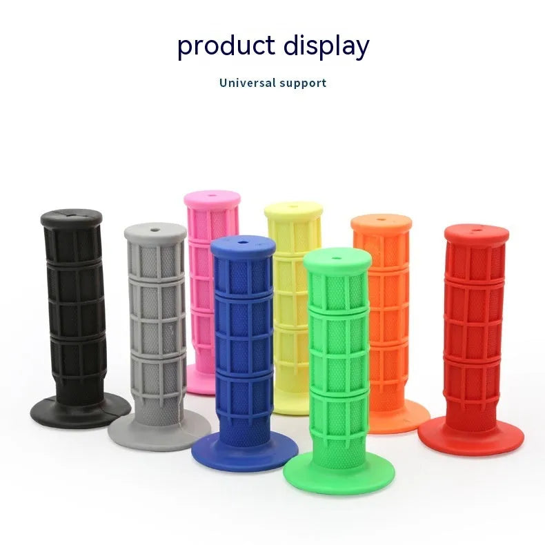 Pair of motorcycle handlebar end grips in assorted colours showing 22mm diameter fit.