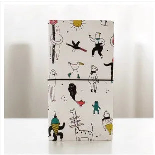Japanese-style hand-painted notebook with Korean cartoon animal illustrations in seven design variations