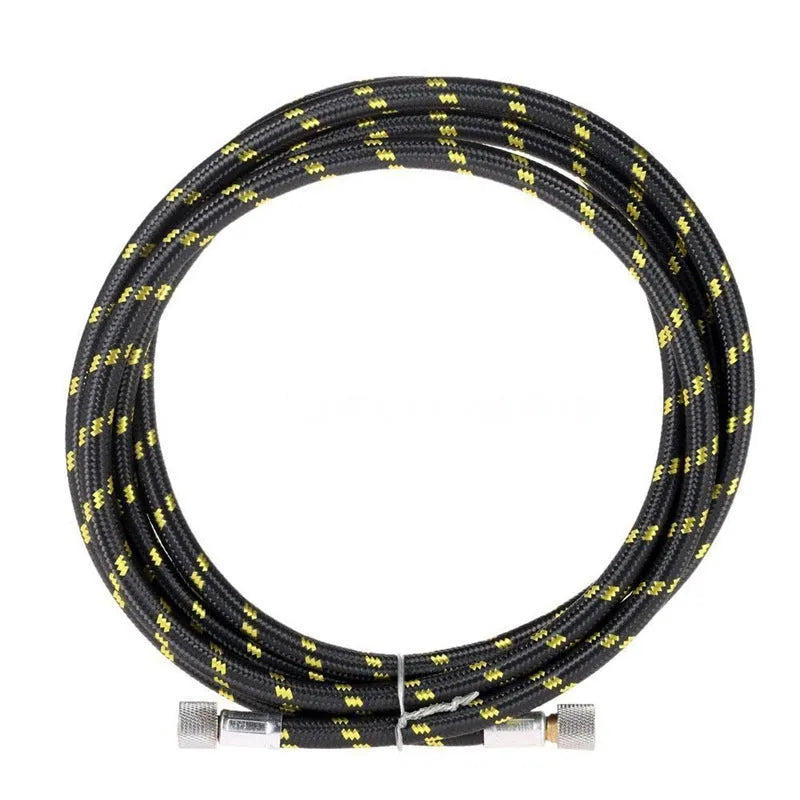 Braided nylon airbrush hose 1.8m black with rubber core and standard fittings