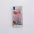 Christmas quicksand design phone case with Santa Claus pattern for iPhone and Samsung devices