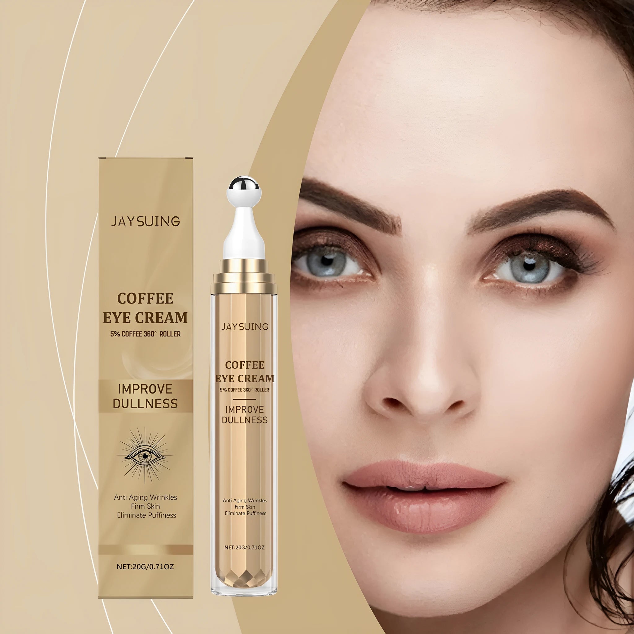 20g tube of caffeine firming eye cream with coffee extract for under-eye application