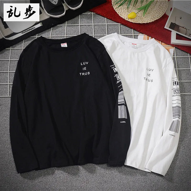 Men's long sleeve shirt 100% cotton no-iron printed straight type hedging style Black