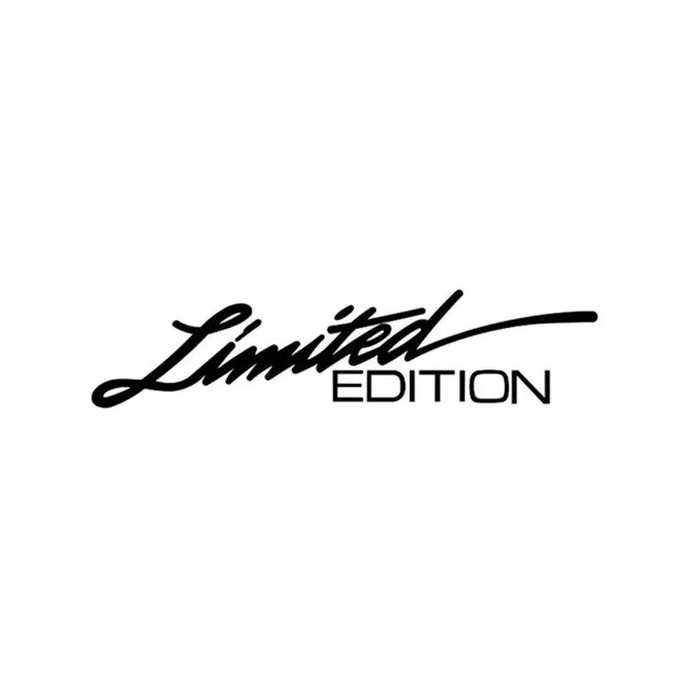 Reflective English text bumper sticker in black, white and colourful options, measuring 16cm by 3.8cm.