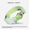 Adjustable nylon dog collar showing cartoon gradient print, displayed next to a solid panda green version.