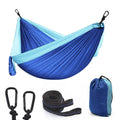 Camping parachute hammock 300 x 200cm in 210T nylon with straps, carabiners, and 2m ropes