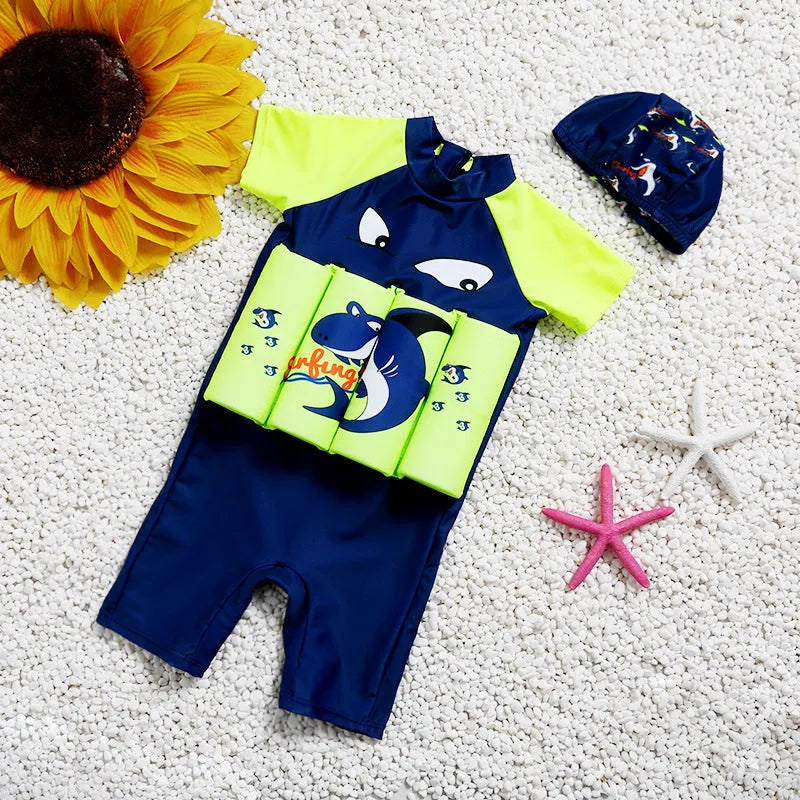 Shark Boy cartoon design buoyancy swimsuit for unisex swimming and pool education