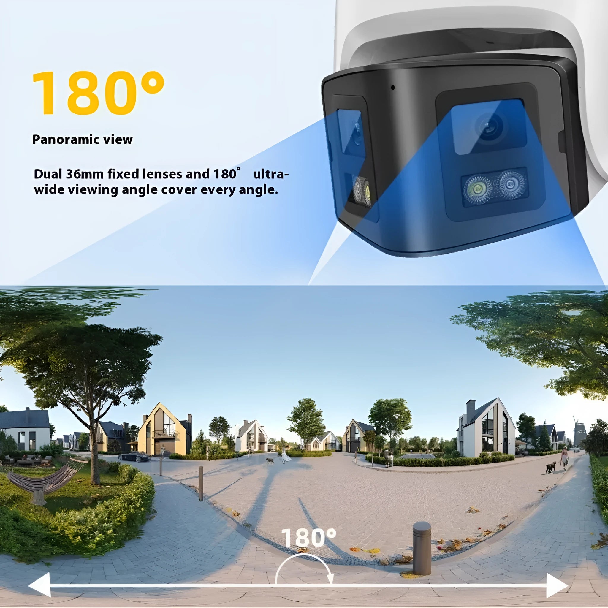 4MP dual-lens panoramic IP security camera with POE connectivity and IP66 waterproof rating