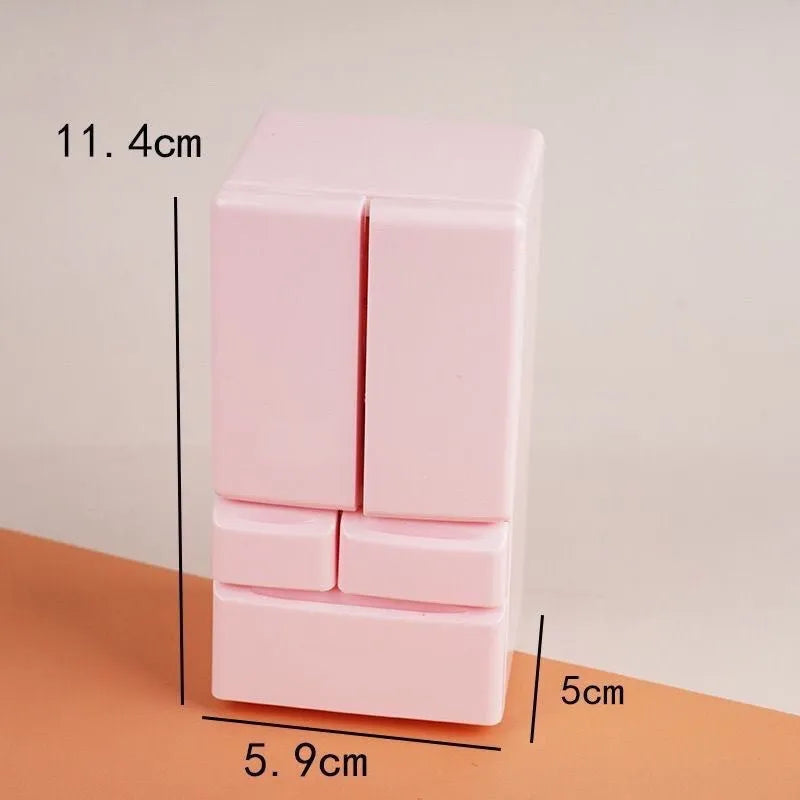 White plastic miniature candy toy model with light on, showing dimensions.
