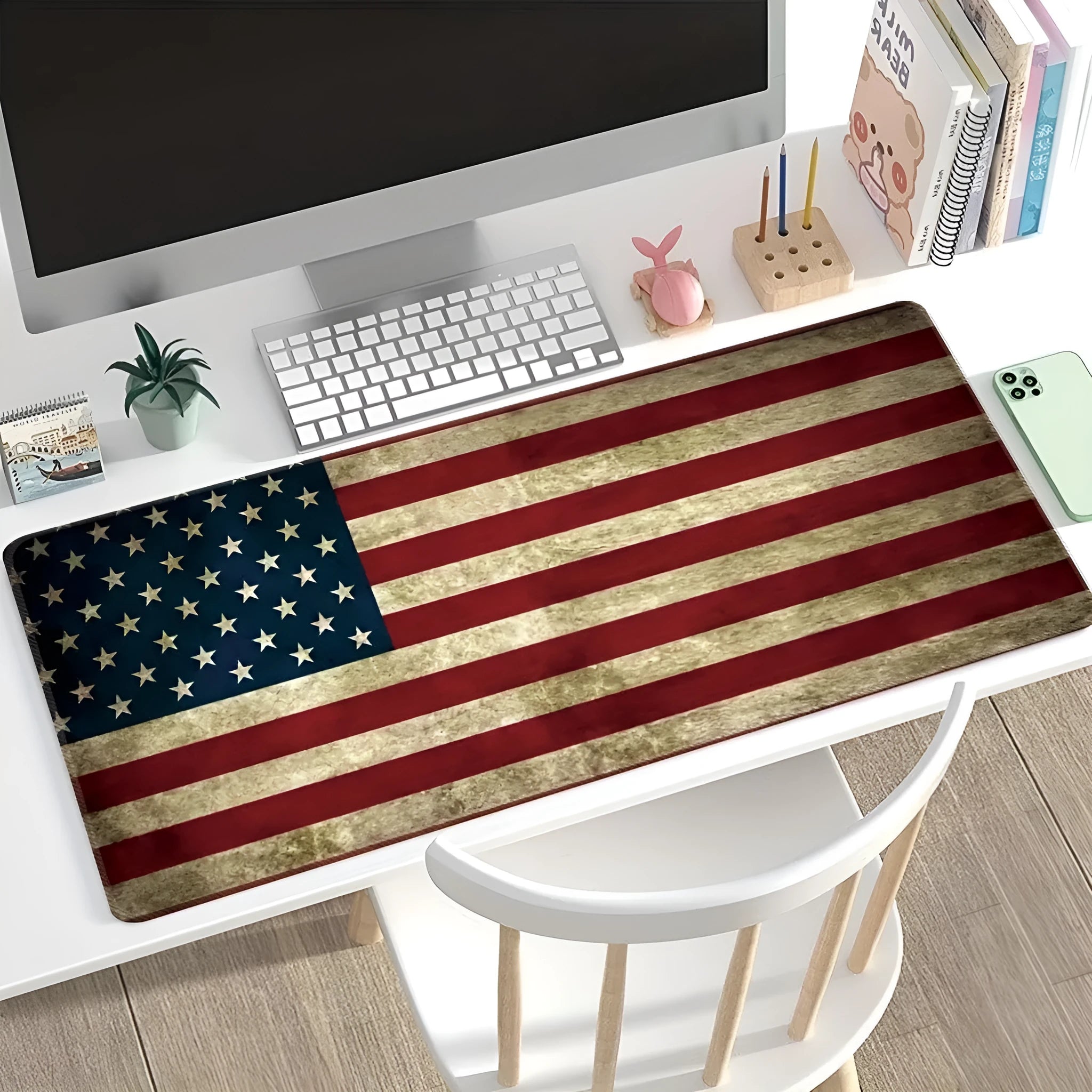 Large natural rubber computer mouse pad with thermal transfer pattern in multiple size options