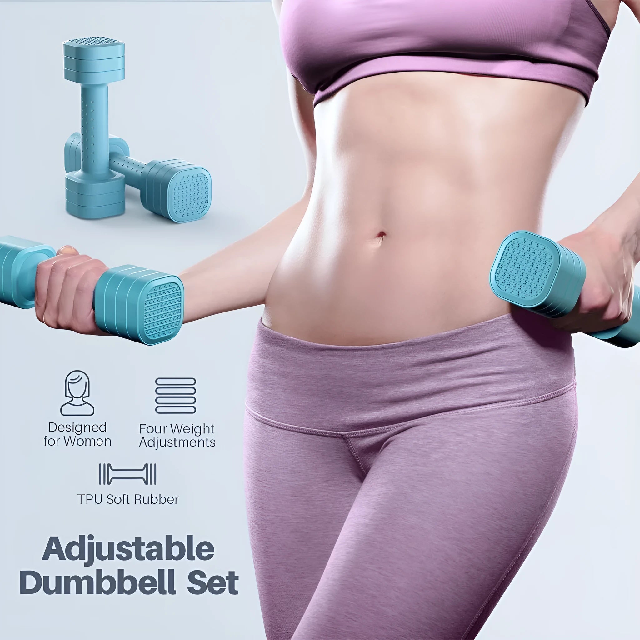 Pink detachable dumbbell set for women's fitness and body toning