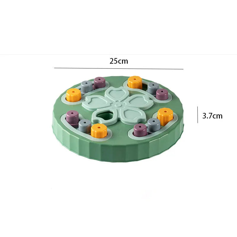 Dog slow feeder interactive bowl with maze pattern in blue, green or pink colours