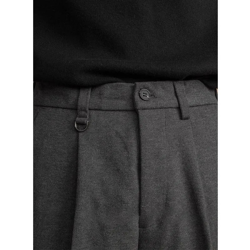 Men's straight cut suit trousers in draped casual design available in four colours