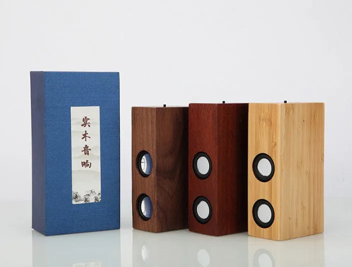 Retro wooden Bluetooth speaker in bamboo, black walnut or sapele finish
