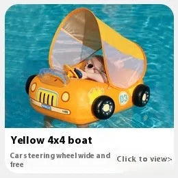 Pink sports car boat design inflatable swimming ring for children