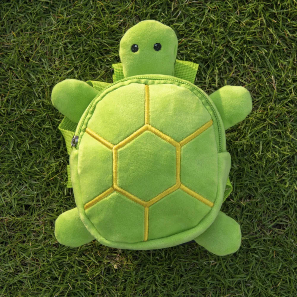 Cartoon turtle shape dog backpack harness in velvet with no-pull vest and metal zipper