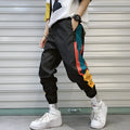 Summer men's Korean loose casual polyester sweatpants in black with elastic drawstring waist