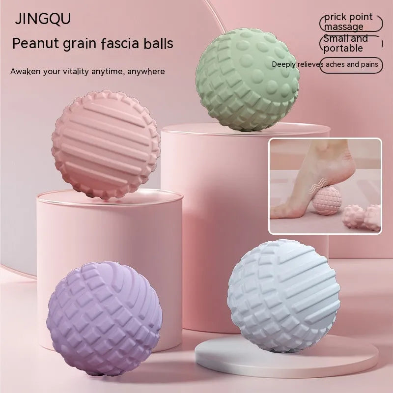 6cm TPR foot massage ball in pink, blue, green, and purple colours for pressure point relief