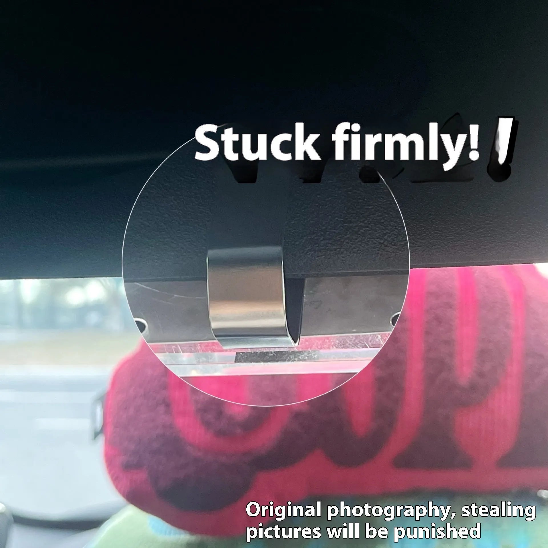 Acrylic magnetic photo frame 6x9cm with clip-round design on metal surface
