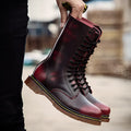 Men's black leather lace-up casual shoes with round toe and flat heel.