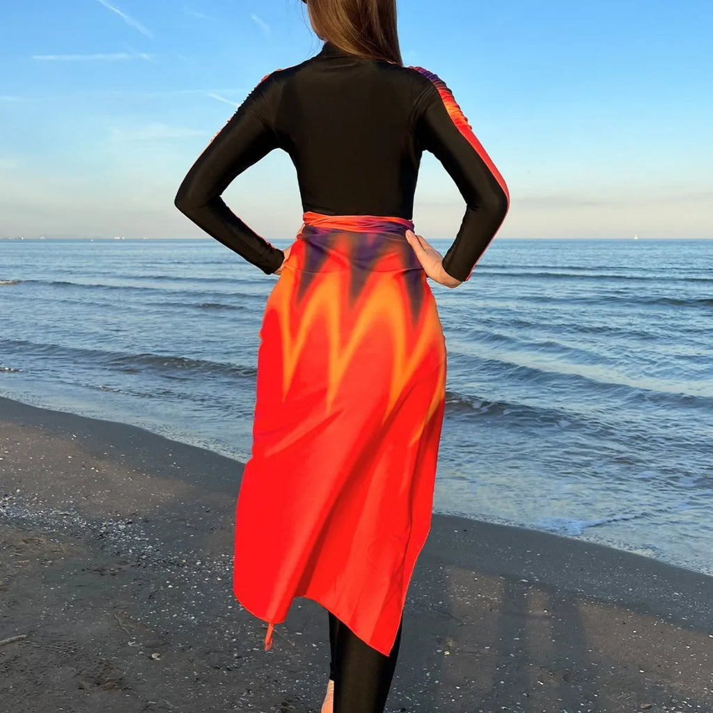Women's conservative style polyester bikini three-piece set in colour 427.