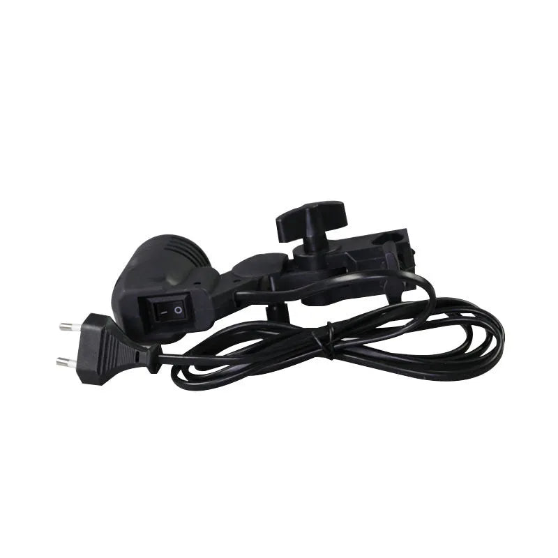 Black nylon universal photography lamp holder with E27 port and long power cords