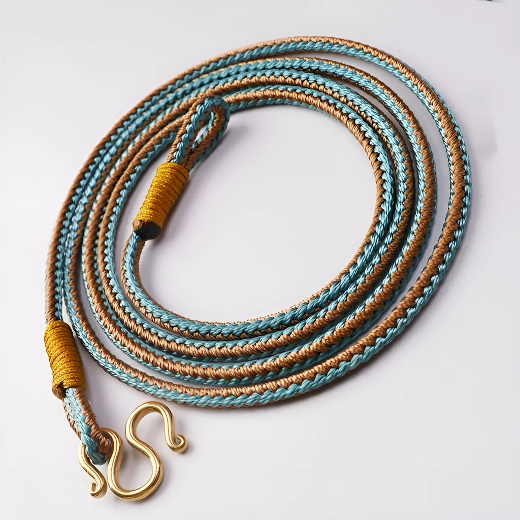 Tibetan thangka peace buckle necklace with mixed gem inlaid pendant on adjustable 71-80cm chain