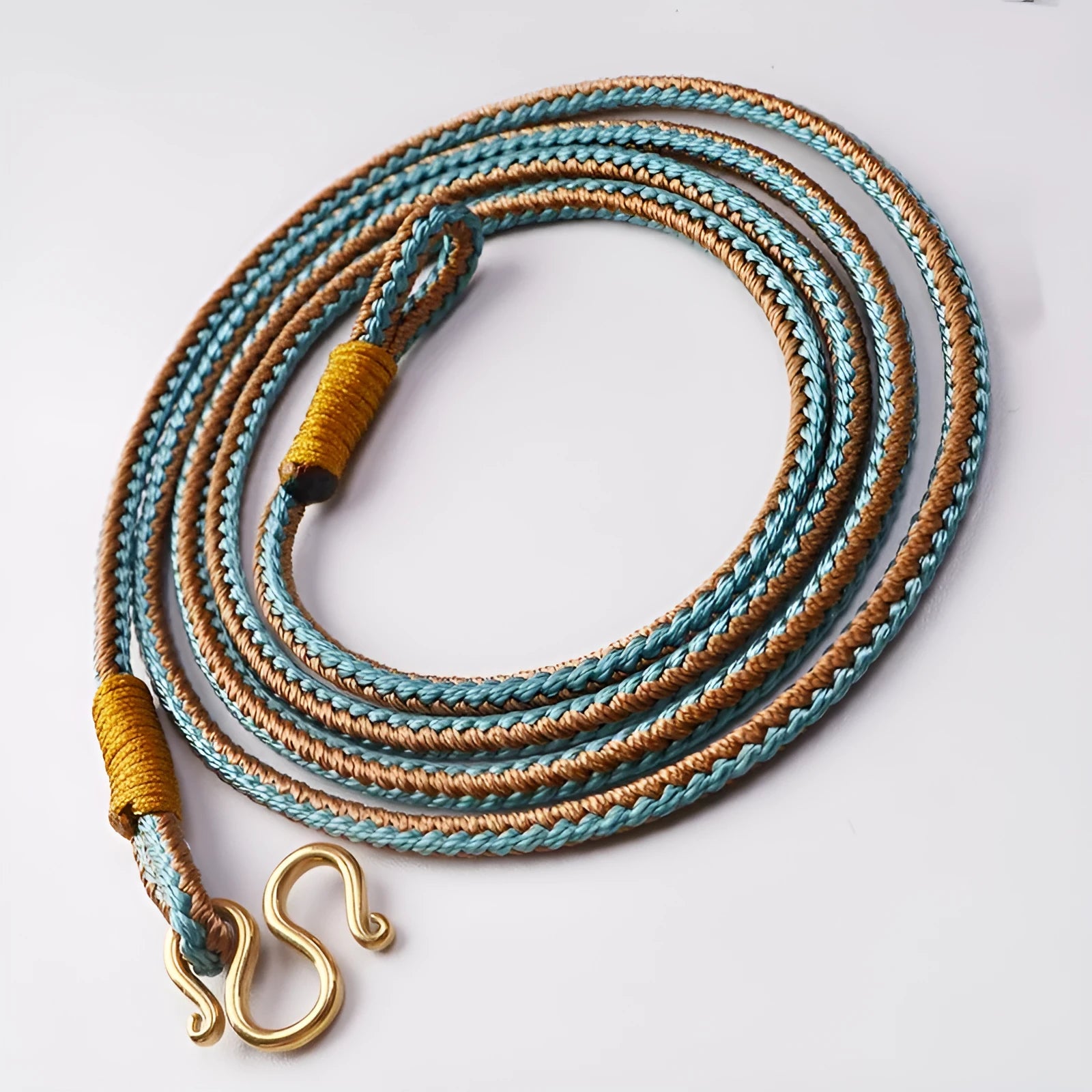 Tibetan thangka peace buckle necklace with mixed gem inlaid pendant on adjustable 71-80cm chain
