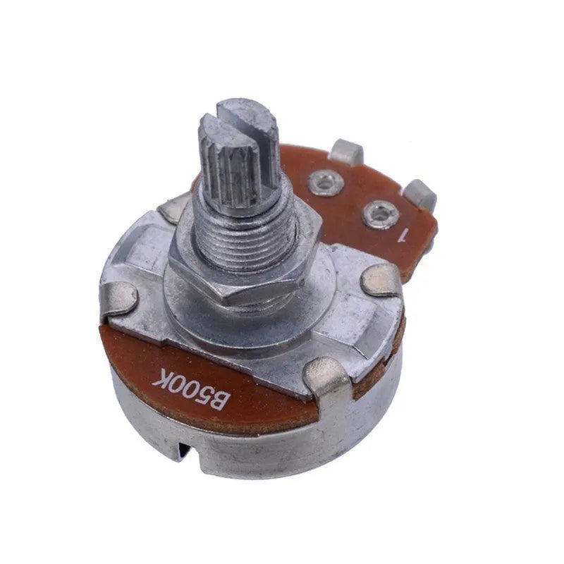 A single metal potentiometer knob for electric guitar tone and volume controls