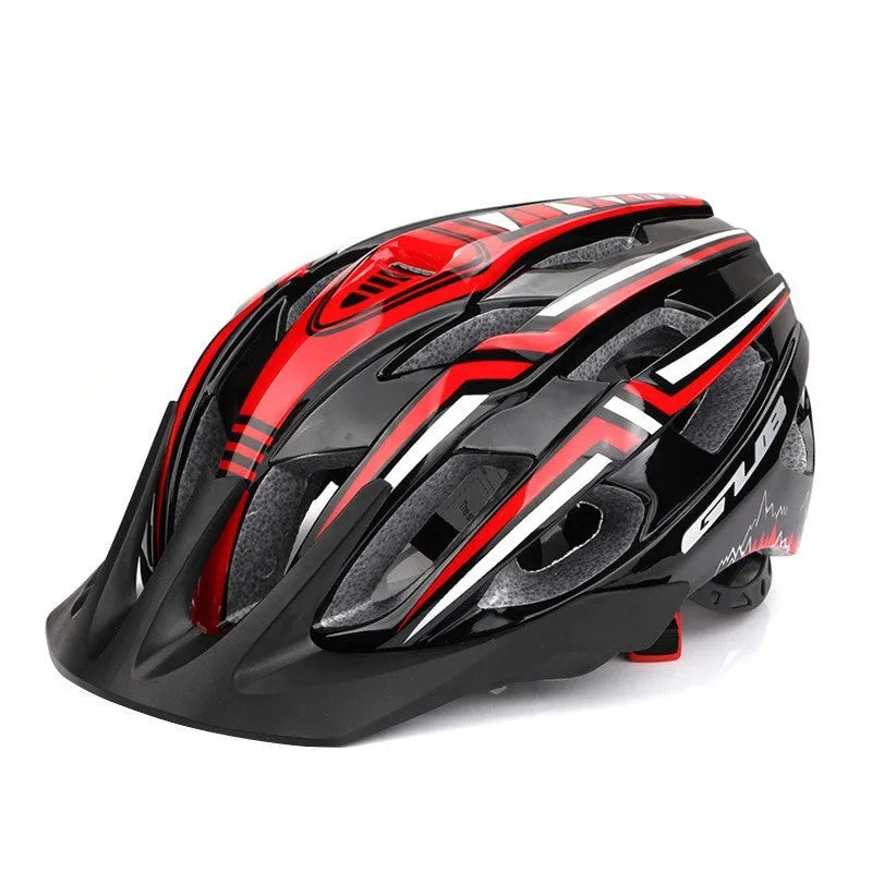 Mountain bike helmet with PC+EPS construction, USB tail light, 19 holes, adjustable 56-59CM fit, red colour