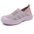 Women's black slip-on shoes with cloth upper and PVC sole in round-toe design