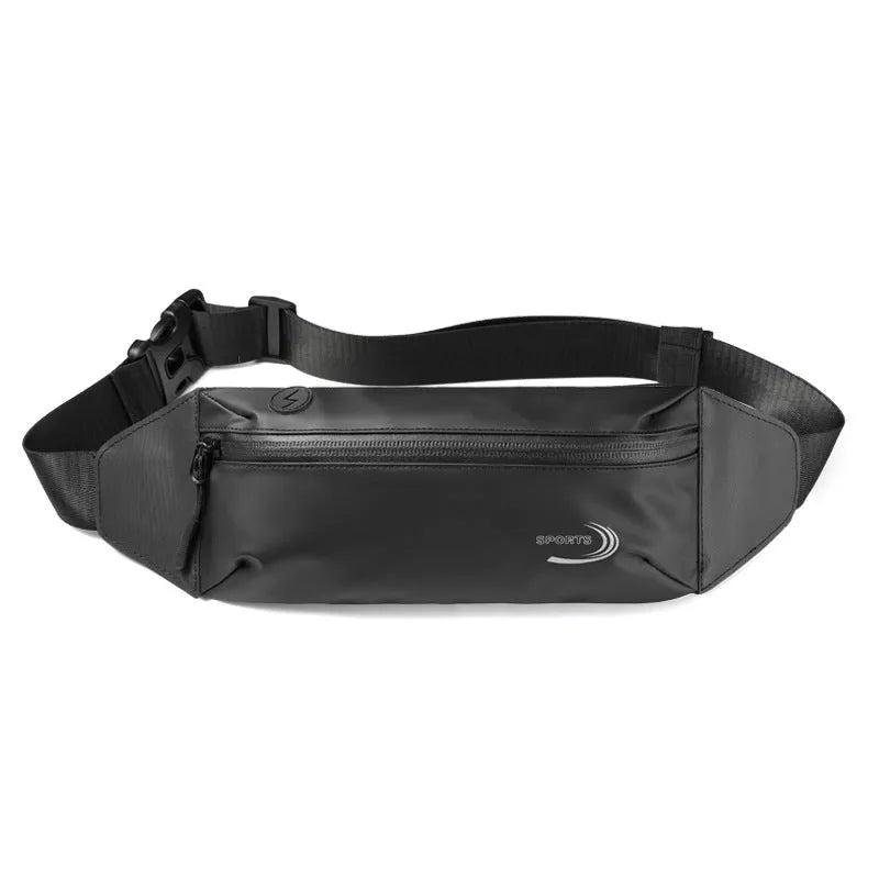 Men's blue waterproof sports waist bag made from Derm Oxford polyester fabric