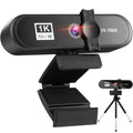 Beauty 4K auto-focus webcam with built-in microphone and four adjustable LED fill lights on a desktop stand