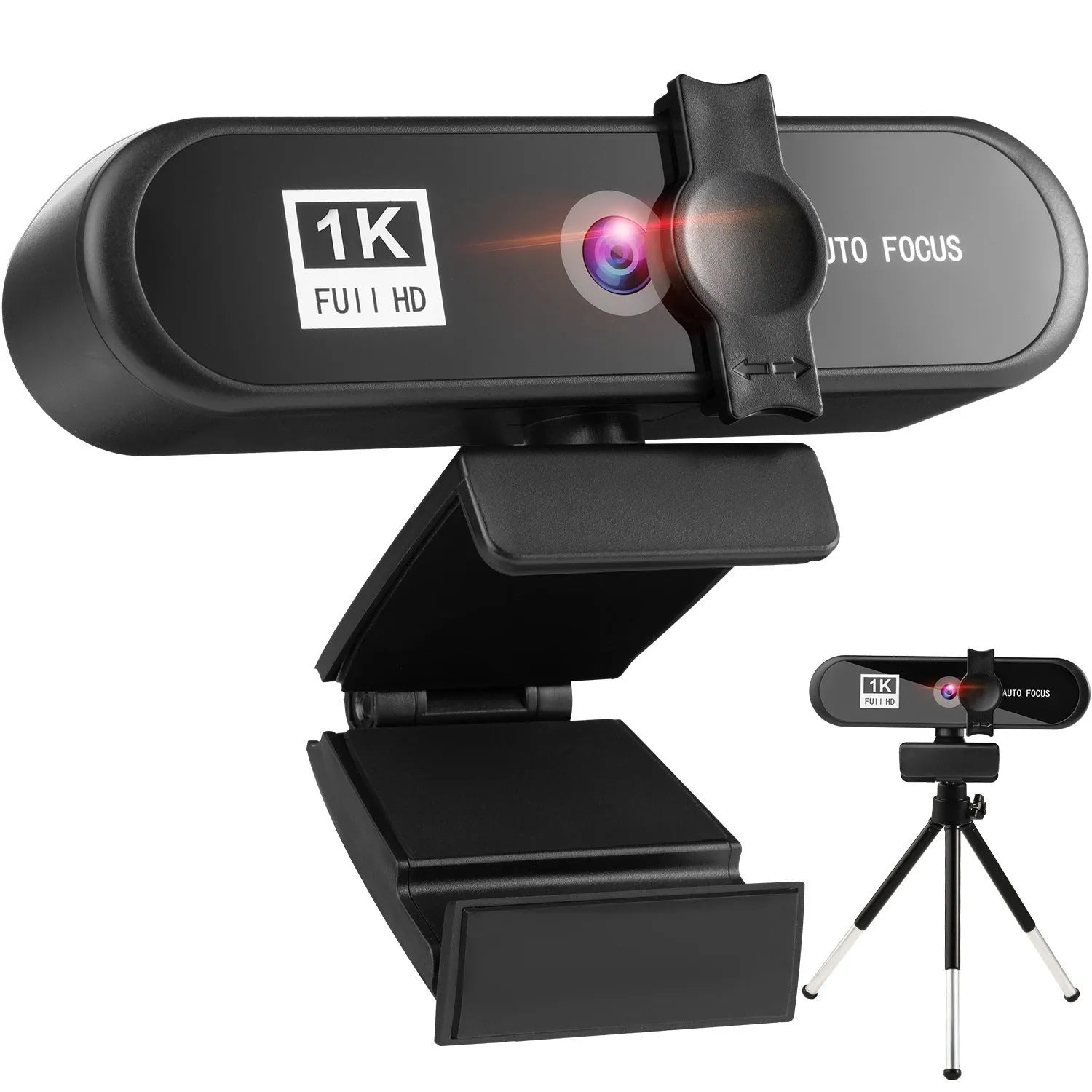 Beauty 4K auto-focus webcam with built-in microphone and four adjustable LED fill lights on a desktop stand