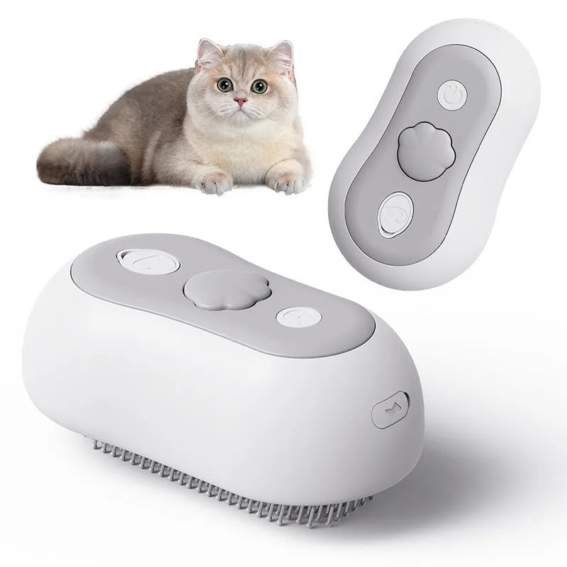 Rechargeable cat grooming massage comb in beige yellow, blue, grey, or orange colour