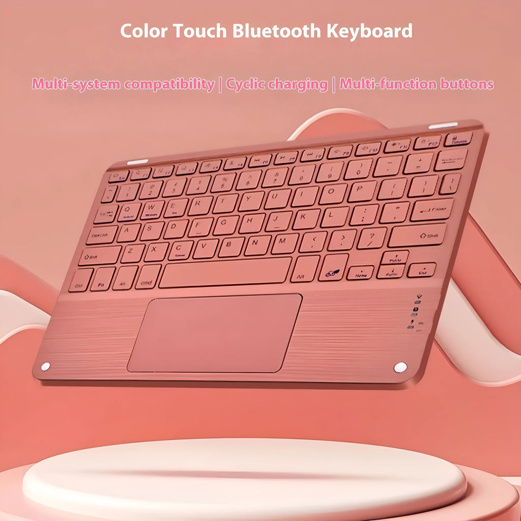 Square hat touch Bluetooth wireless charging keyboard in one of eight colour options on a desk