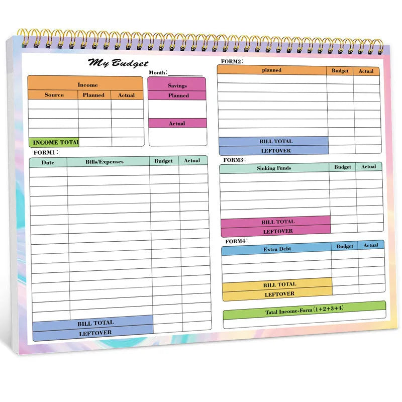 B5 spiral-bound wealth management notebook with PP cover for budget tracking
