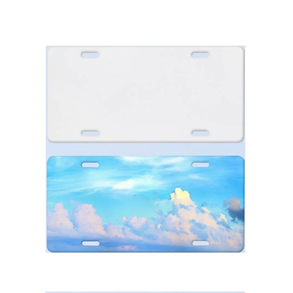 White aluminium sheet licence plate consumables with 30.3x15cm dimensions and multiple thickness options