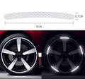 Pack of 20 multi-colour reflective PVC stickers for car wheel hub safety.