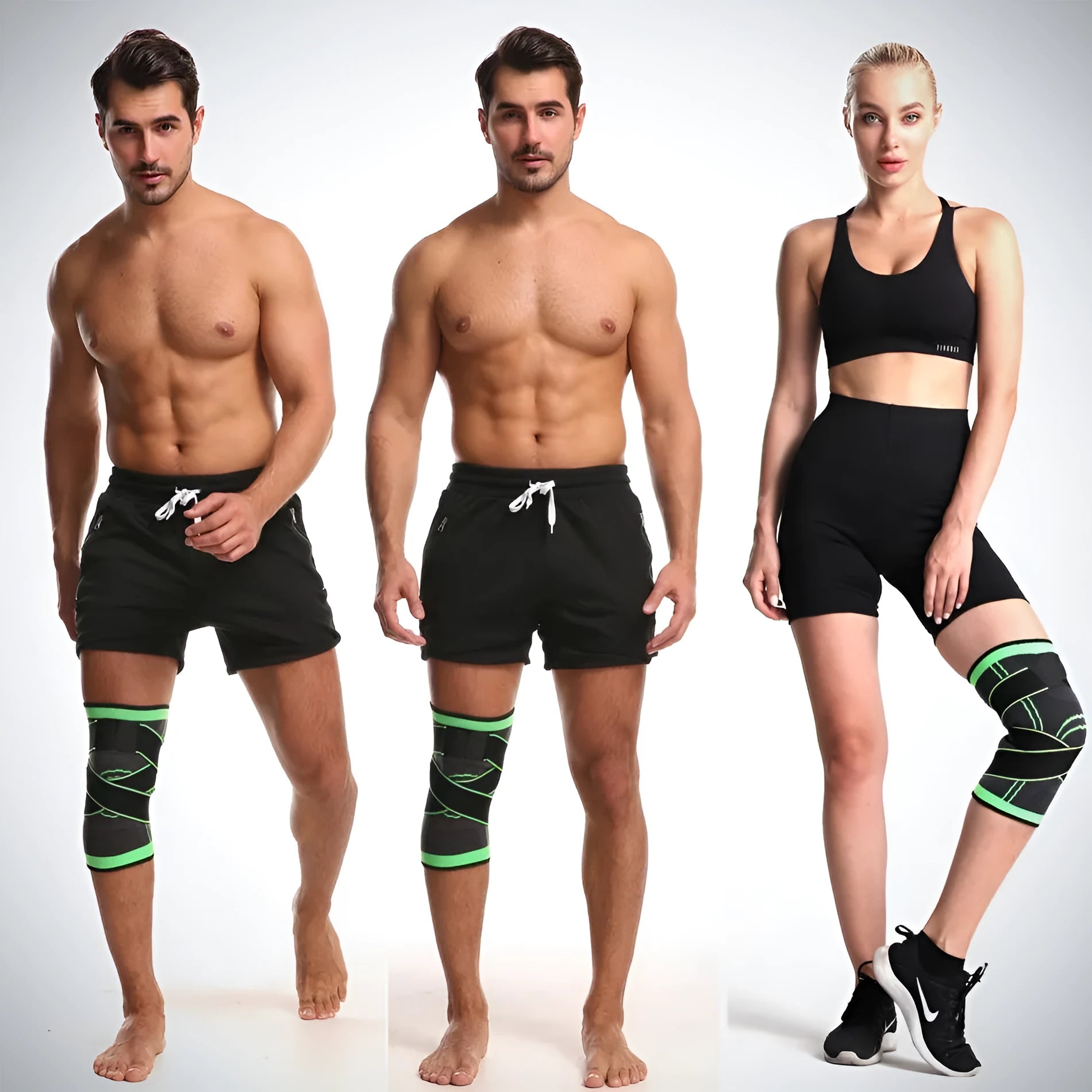 Pair of non-slip nylon knee pads for sports protection in one of six available colours.