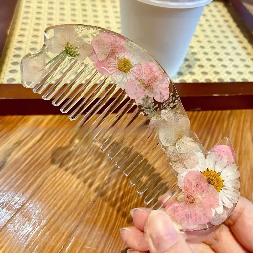 Crystal glue glossy resin comb in compact size under 10cm length
