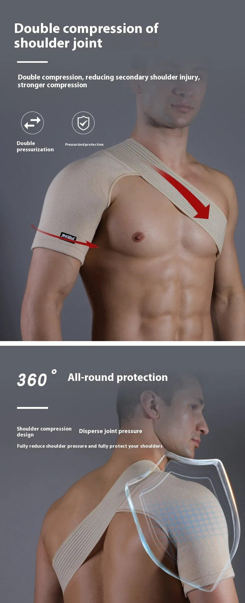 Adjustable one shoulder sports protective gear in skin colour with strap for universal fit