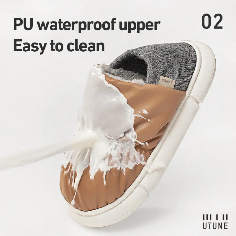 One Shoe Two Wear cotton slippers with thick plush bag, artificial PU upper, EVA sole, Astronaut barley white colour