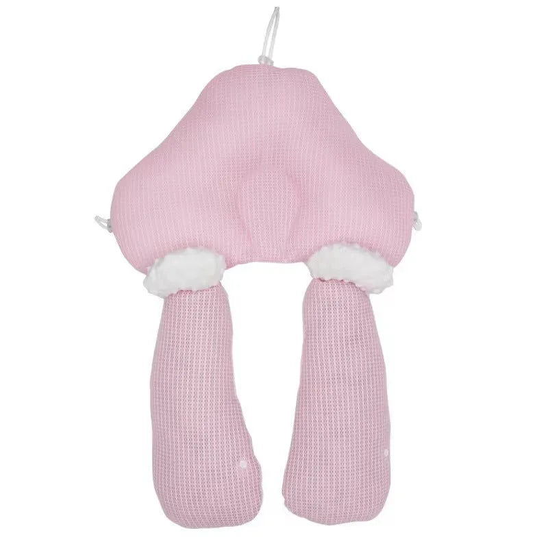 U-shaped baby head shaping correction pillow with pure cotton fabric in blue white colour