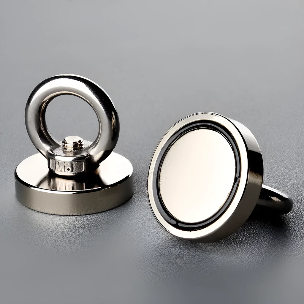 Round 60mm neodymium iron boron magnet salvage device with rope for iron retrieval
