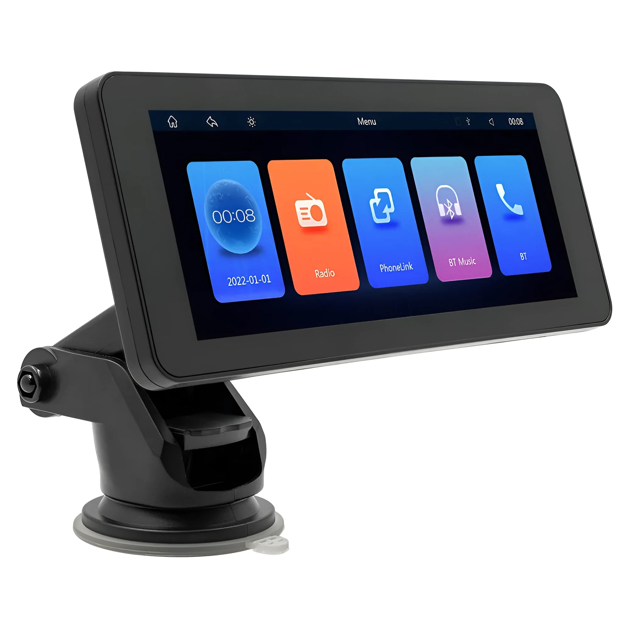 Portable wireless car video player with 6.86-inch IPS screen showing clear display