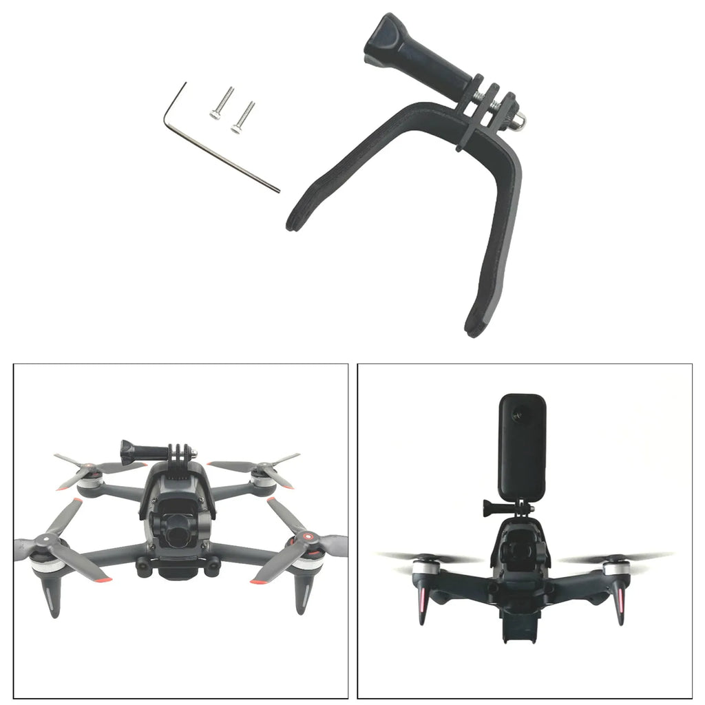 FPV drone action camera expansion bracket with GoPro connector and protective sponge