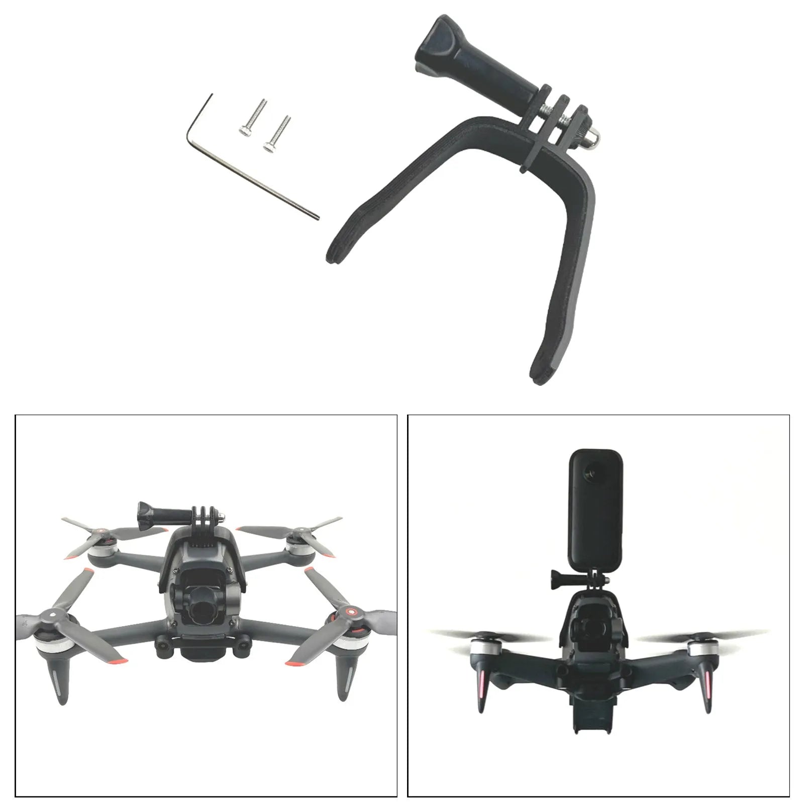 FPV drone action camera expansion bracket with GoPro connector and protective sponge